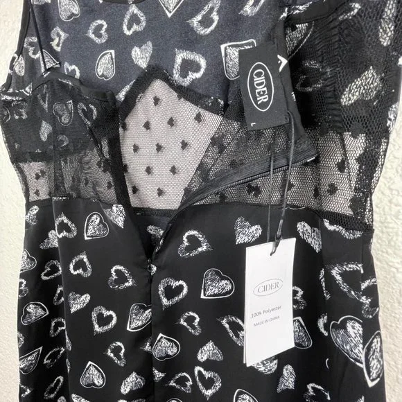 Cider Little Black Heart Midi Dress NWT - Picture 6 of 7
